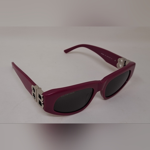 Balenciaga Sunglasses Fuschia Gray BB Temples Oval Cat Eye BB0095S 53-19-135 XL - Picture 10 of 16